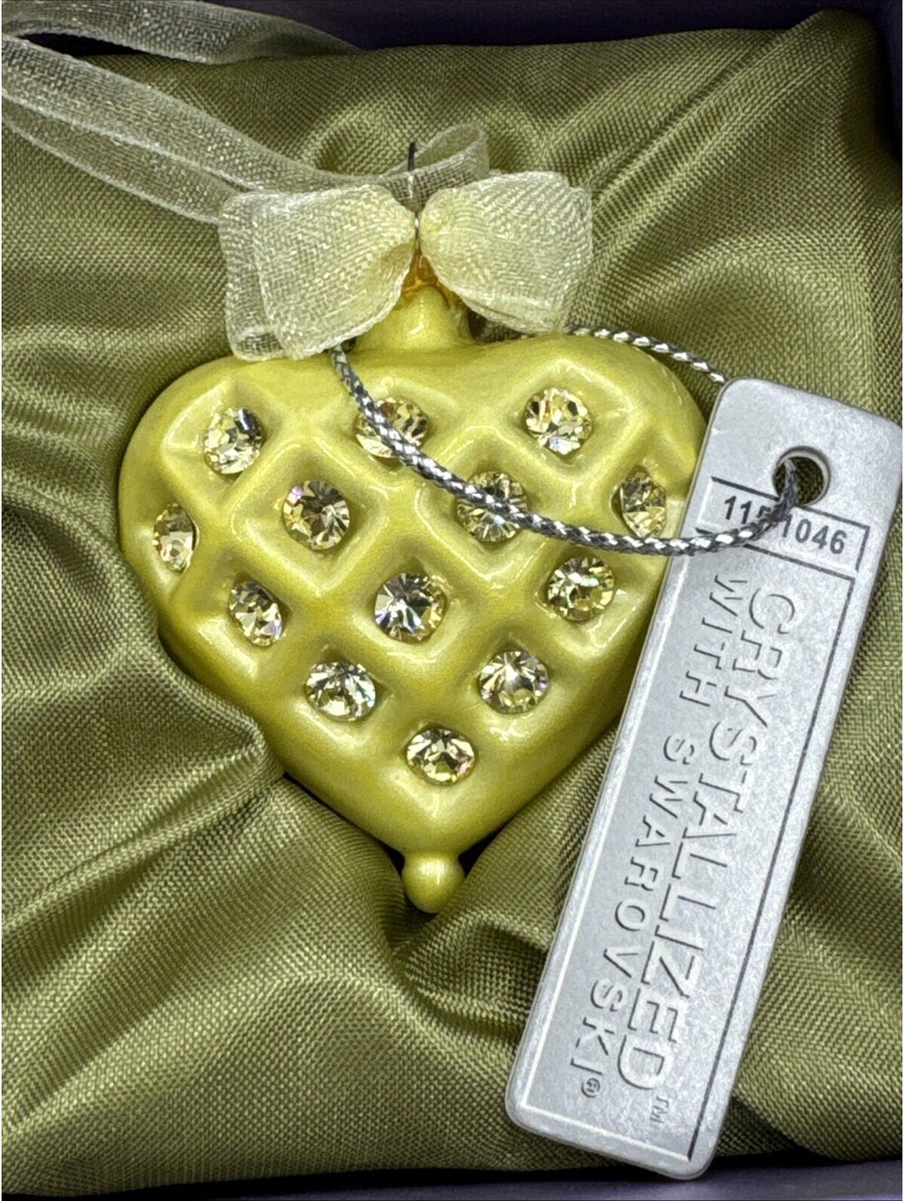 Swarovski Crystals Expressions From The Heart 1.5” Small Ornament Lime Yellow